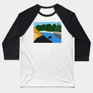 Carolina Beach North Carolina Abstract Landscape Lineart Baseball T-Shirt